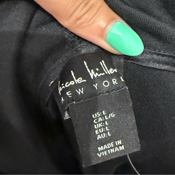 NICOLE MILLER | Black Velvet Zip Up Hoodie Large - Picture 4 of 4